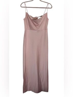 Anthropologie BHLDN Cali Slip Dress Cowl Neck Satin Dusty Rose Sz 6